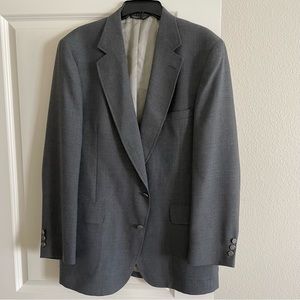 Sansabelt Jaymar Ruby 44R Blazer Patch Pockets Gray Silver Metal Buttons Crown